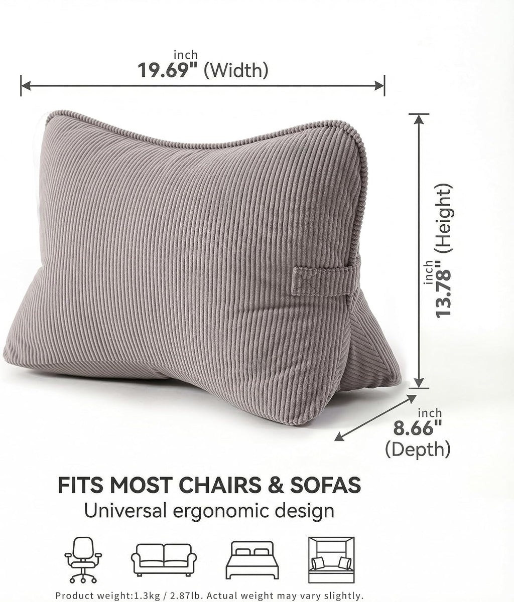 Ailuteie Pat. Pend. Corduroy Lumbar Support Pillow for Watching TV, Reading & Gaming, Triangle Cushion for Sofa, Armchair, Couch or Bed, Re…