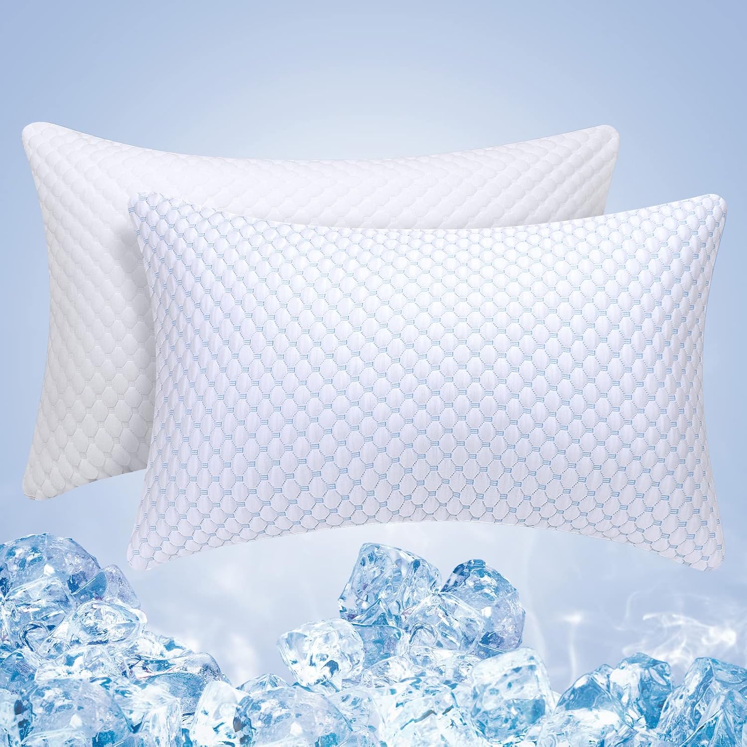 OSBED Adjustable Cooling Shredded Memory Foam Pillows King Size Set of 2 - Temperature-Regulating for Hot Sleepers with Dual Airflow…