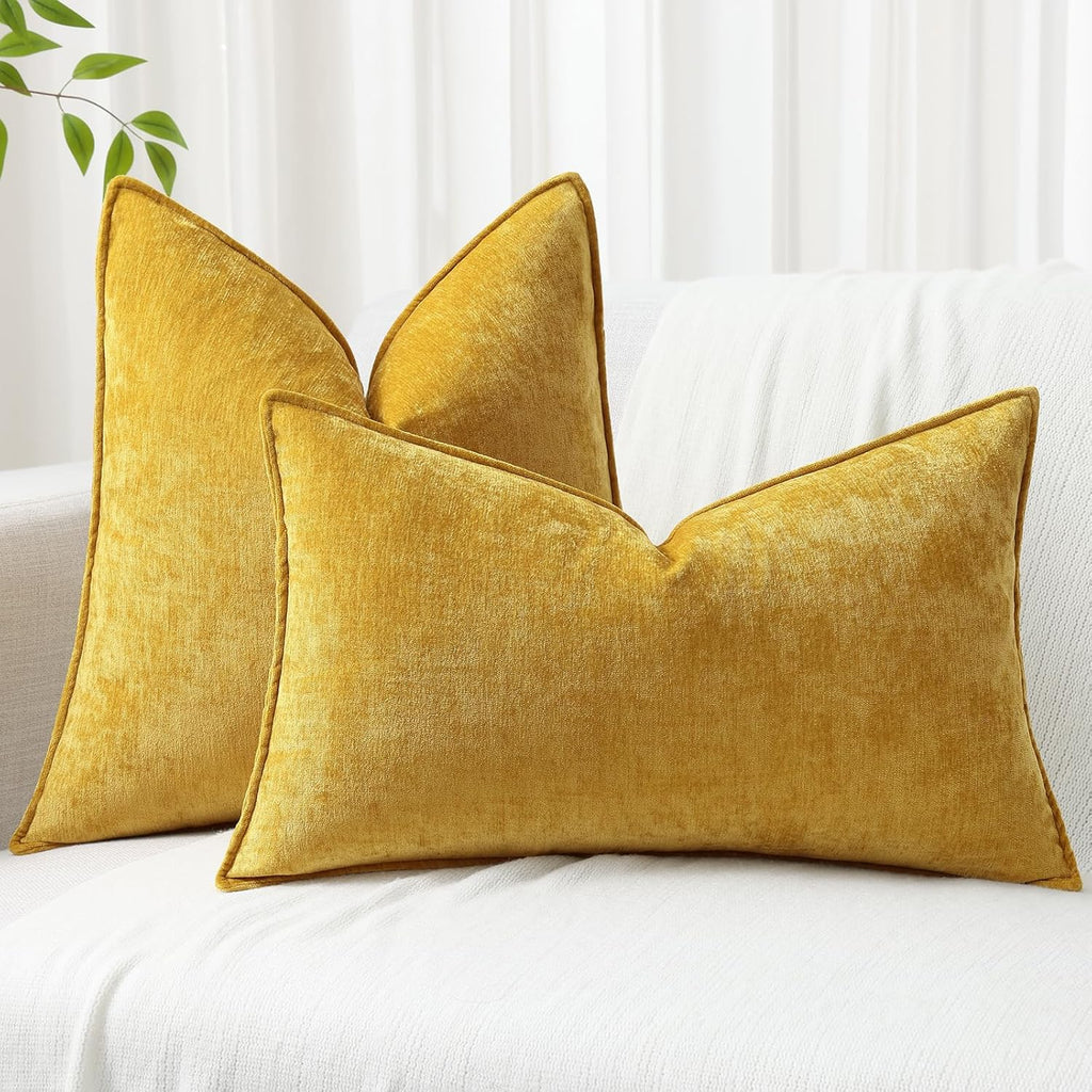 decorUhome Summer Couch Throw Pillow Covers 16x16 Set of 2, Decorative Soft Velvet Modern Cozy Chenille Pillow Cases with Elegant Design fo…