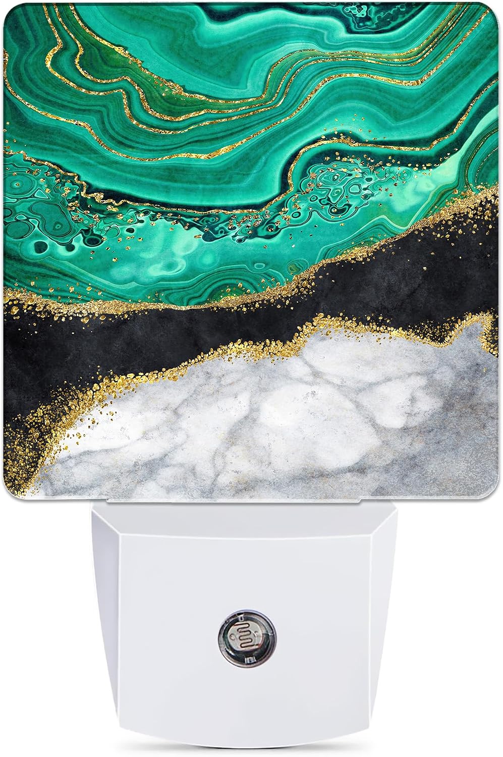 White Marble Night Light, Black Granite Green Agate Night Lights Plug into Wall Decor for Bedroom, Bathroom, Hallway, Kitchen, Dusk to…