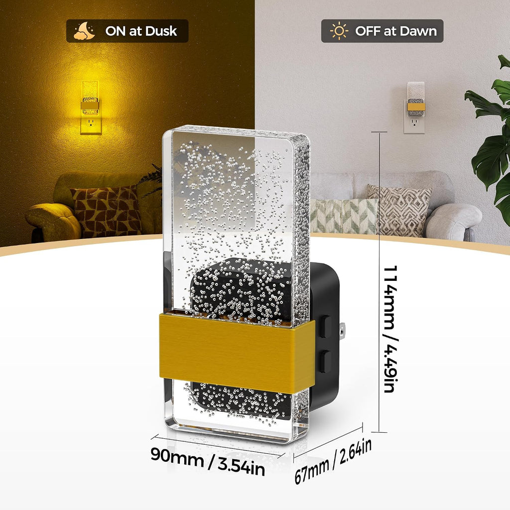 DORESshop LED Night Lights Plug into Wall, [2 Pack] 3 Level Dimmable Night Light, Rotatable Bubble Decorative Nightlight, Dusk to Dawn…