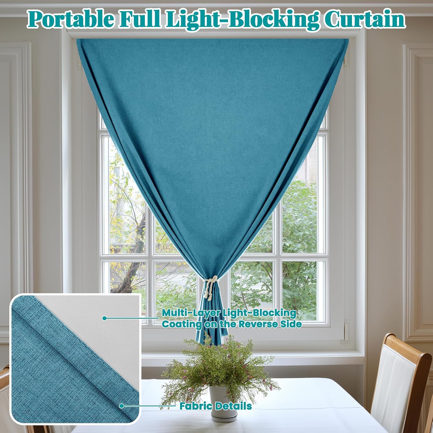 100% Self Adhesive Blackout Curtains- Stick on Curtains Shades Window Blinds Curtain No Rod Needed Easy to Hang Curtain, Use for Bedroom…