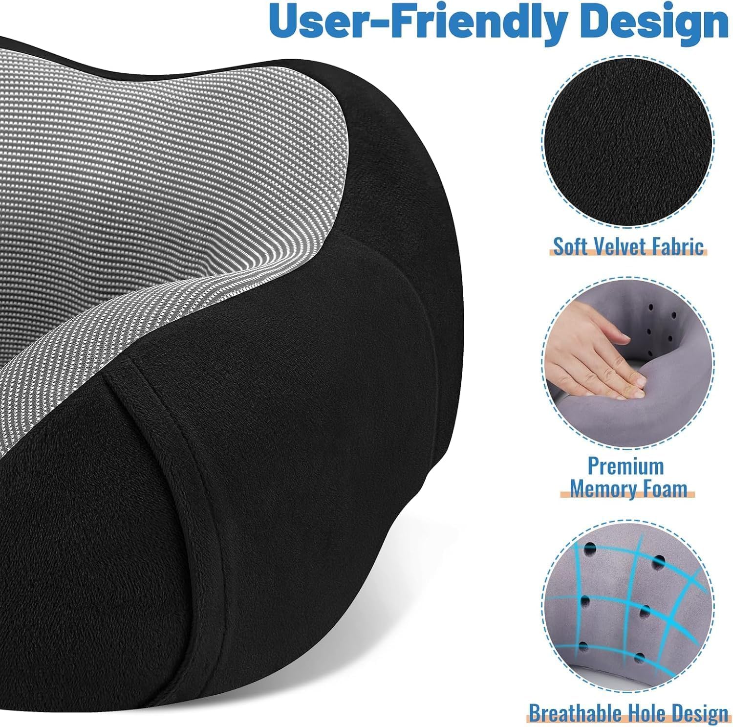 CloudBliss Travel Pillow Premium Memory Foam, Comfortable & Supportive Neck Pillow, Neck Pillows for Sleeping Travel, Airplane Pillow for…
