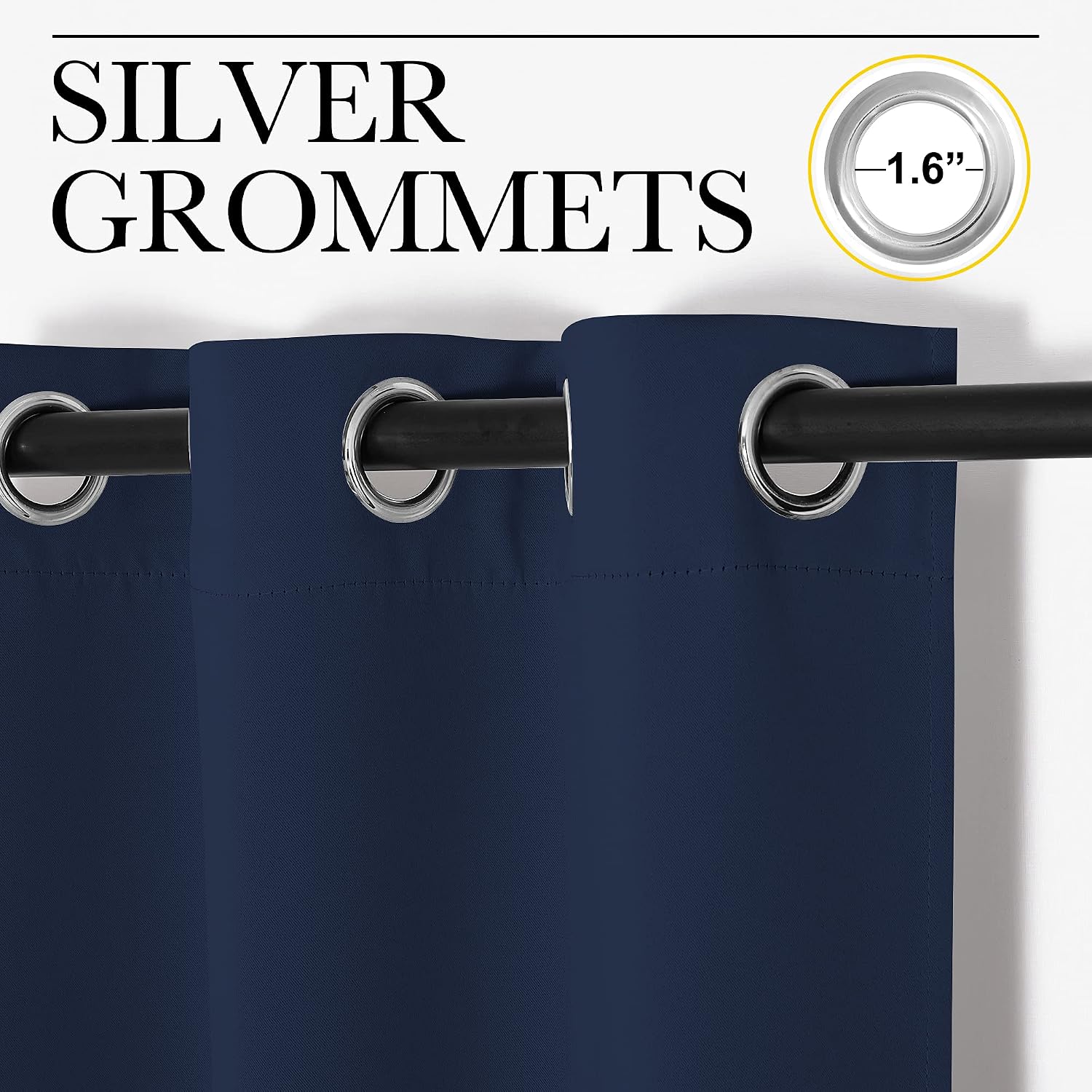 NICETOWN Blackout Curtain Panel, Navy Blue, 55 inches Wide by 96 inches Long, 1 PC, Light Blocking Room Darkening Drape/Drapery for…