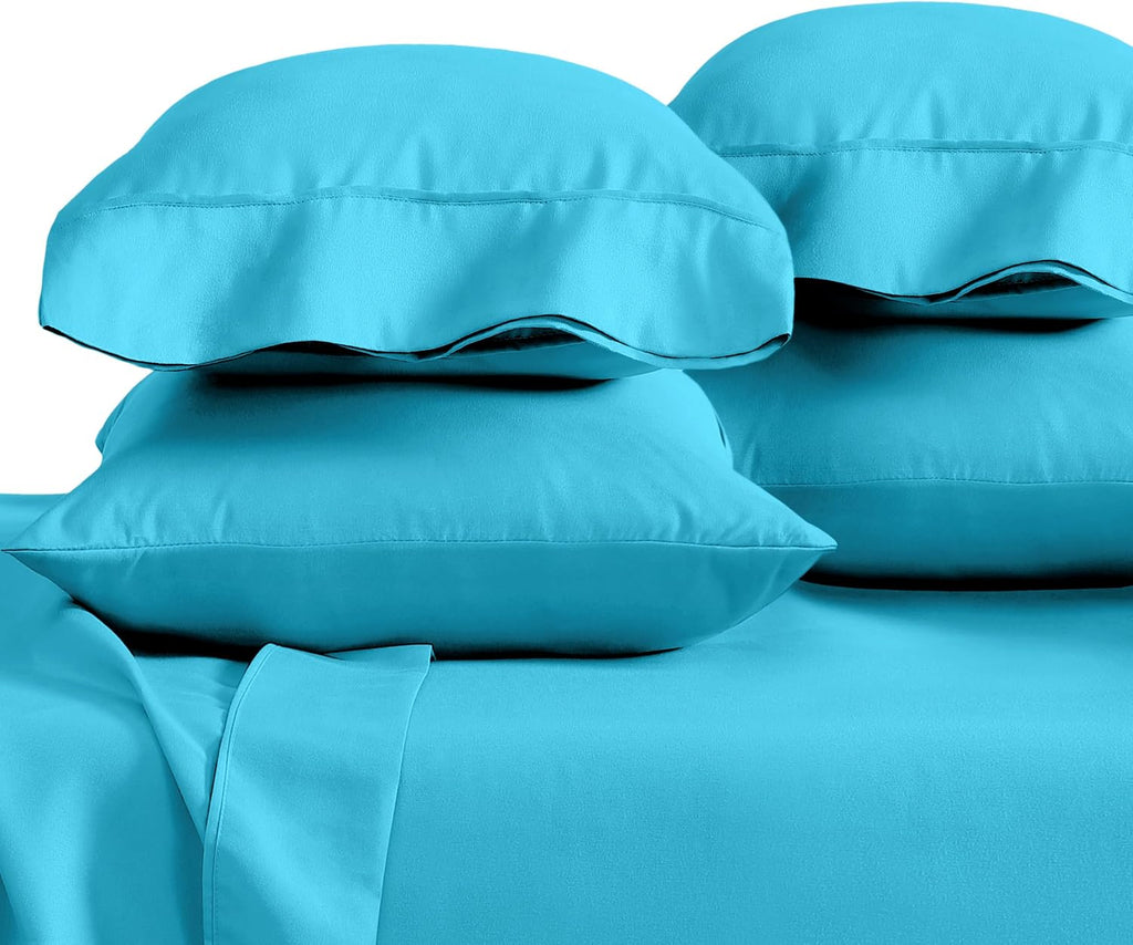 BareHome Bare Home Microfiber Bulk Pillow Cases - Standard/Queen Size Set of 4 - Cooling Pillowcases - Double Brushed - Aqua Pillowcases 4…