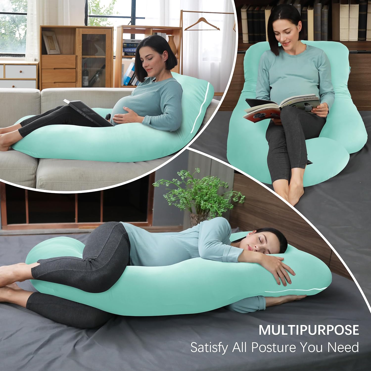 Moonpark MOON PARK Pregnancy Pillows for Sleeping - U Shaped Full Body Maternity Pillow with Removable Cover - Support for Back, Legs, Bell…
