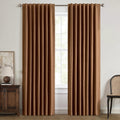 Miulee 100% Blackout Linen Curtains for Bedroom, Brown Solid Luxury Decor Thermal Insulation Room Darkening Drapes for Living Room Nursery…
