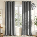 Nicetown 100% Blackout Linen Grey Curtains 96 inches Long, with White Liner Composite Grommet Thermal Drapes Relax Home Decor Window Treatm…