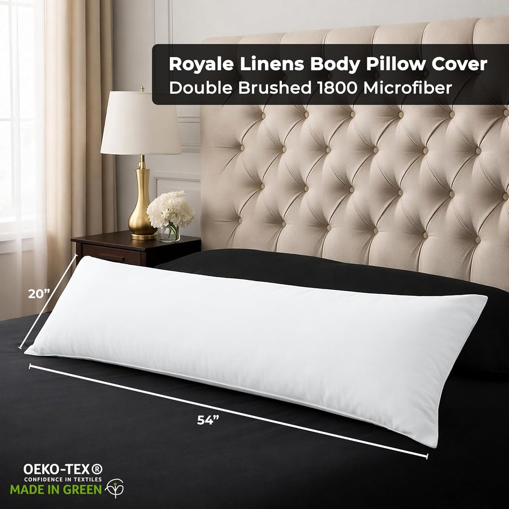 Royalelinens ROYALE LINENS Body Pillow Cover - Double Brushed 1800 Microfiber - 20"x54" with Hidden Zipper Closure - Wrinkle & Fade Resista…