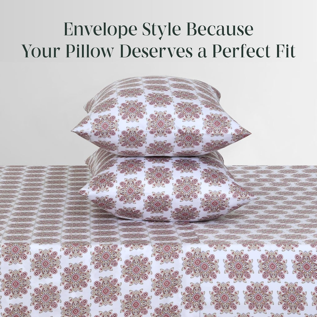 Feather & Stitch 300 TC 100% Cotton Standard Size Pillowcases 2 piece, Ultra Soft Set of 2 Sateen Weave Pillow Covers with Envelope…