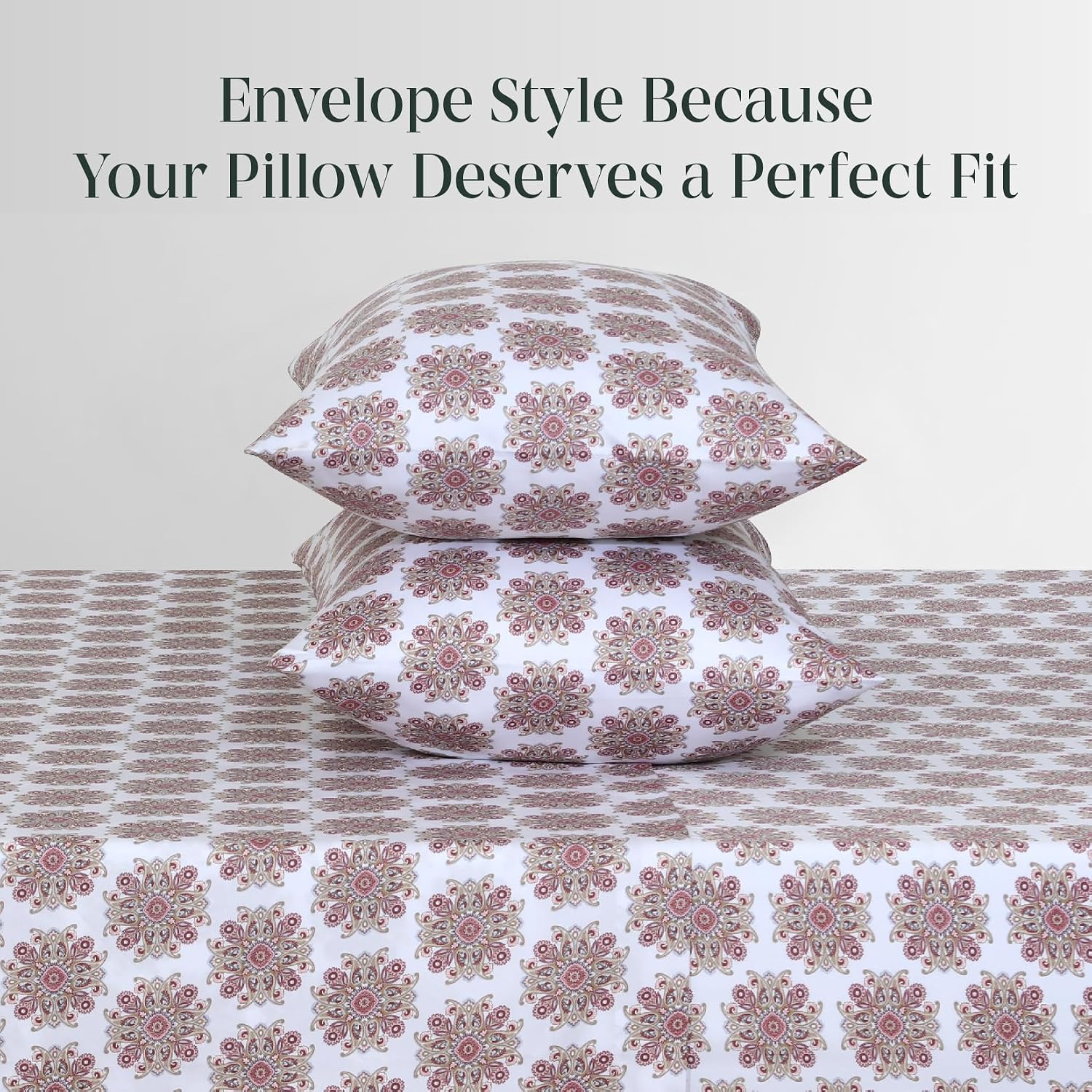 Feather & Stitch 300 TC 100% Cotton King Size Pillowcases 2 piece, Ultra Soft Set of 2 Sateen Weave Pillow Covers with Envelope Closure…