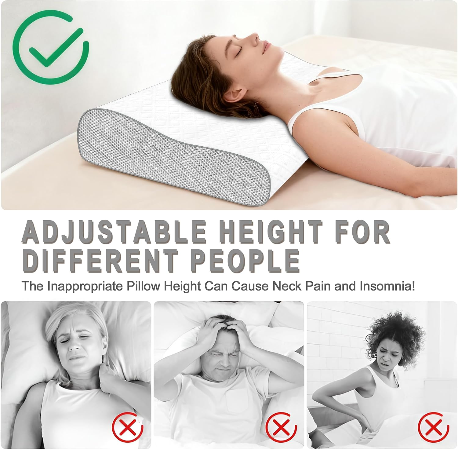 Phentzari Memory Foam Pillow, Cervical Pillow for Neck, Ergonomic Adjustable Contour Bed Pillow for Side, Back & Stomach Sleepers (2, 23.5…