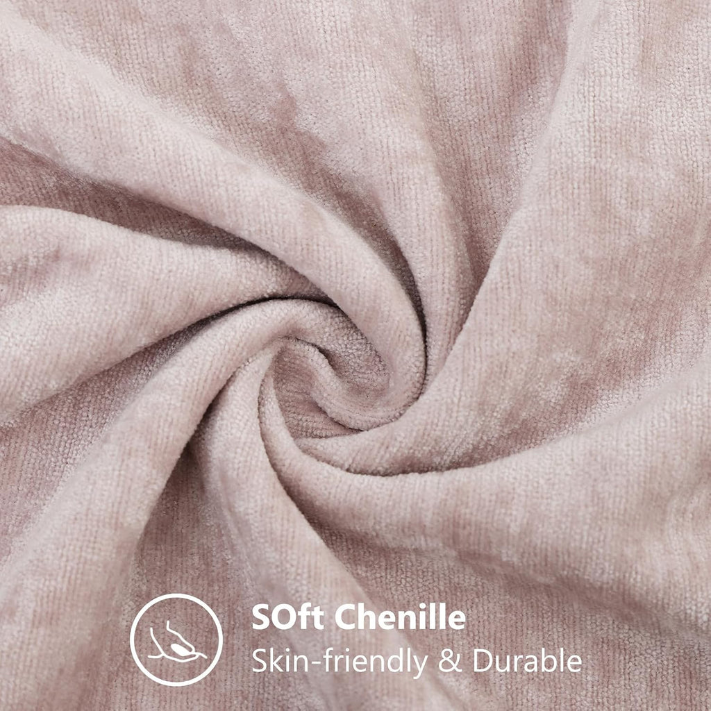 decorUhome Chenille Blush Pink Summer Throw Pillow Covers 16x16 Inch Set of 2, Decorative Soft Couch Pillow Covers Solid Dyed Accent Farmho…