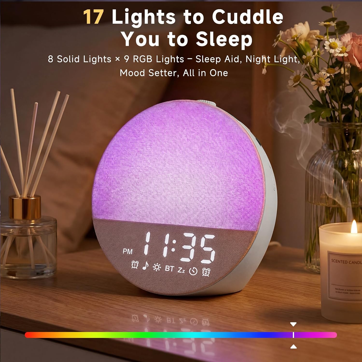 Geuuap Sunrise Alarm Clock White Noise Machine | Natural Wake-Up Light for Bedroom with 30 Soothing Sleep Aids, Bluetooth Speaker…