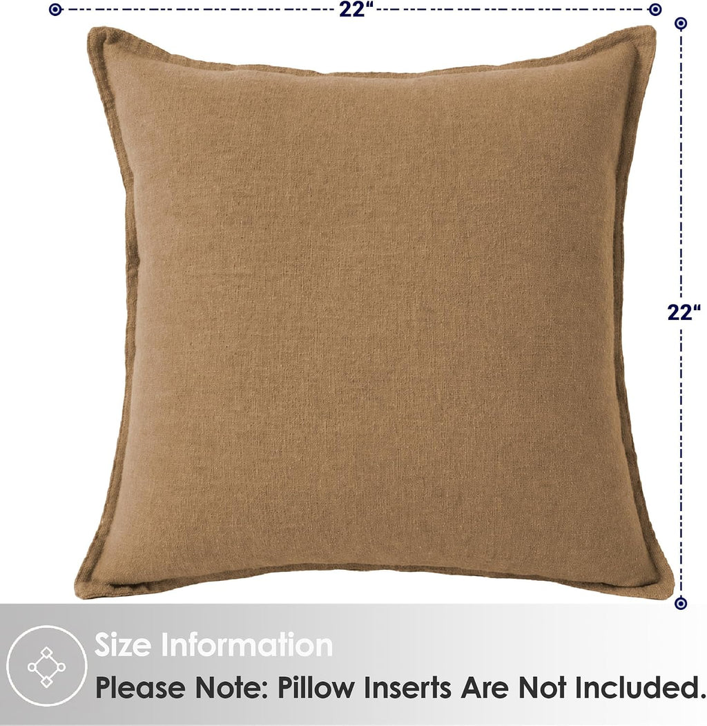 Symplora Cotton Linen Throw Pillow Covers Set of 2, Breathable Non Pilling Decorative Pillow Covers, Machine Washable Cushion Case for…