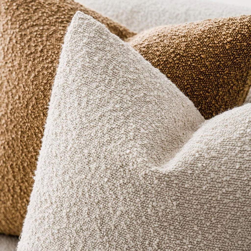 Foindtower Textured Boucle Throw Pillow Covers Accent Solid Pillow Cases Cozy Soft Decorative Couch Cushion Case for Chair Sofa Bedroom…