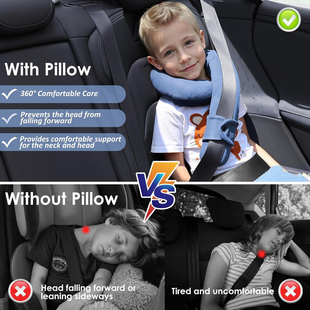 Wenrener Kids Travel Neck Pillow, Toddler Travel Pillow for Car & Airplane and Head & Chin Support, Comfortably Travel Neck Pillow for Road…