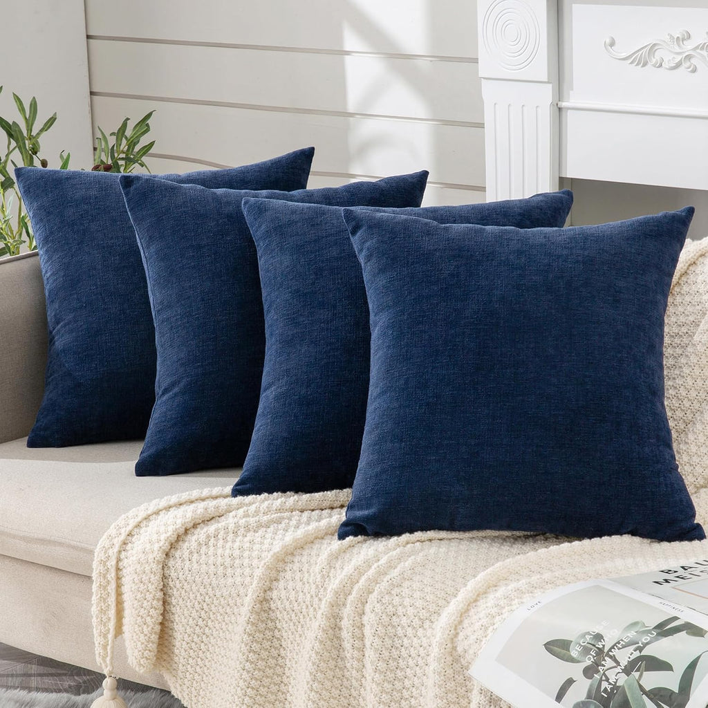 Gawamay Decorative Square Throw Pillow Covers 18"x18" Inch Set of 4, Super Soft Chenille Pillows Farmhouse Fall Pillowcase for Living Room…