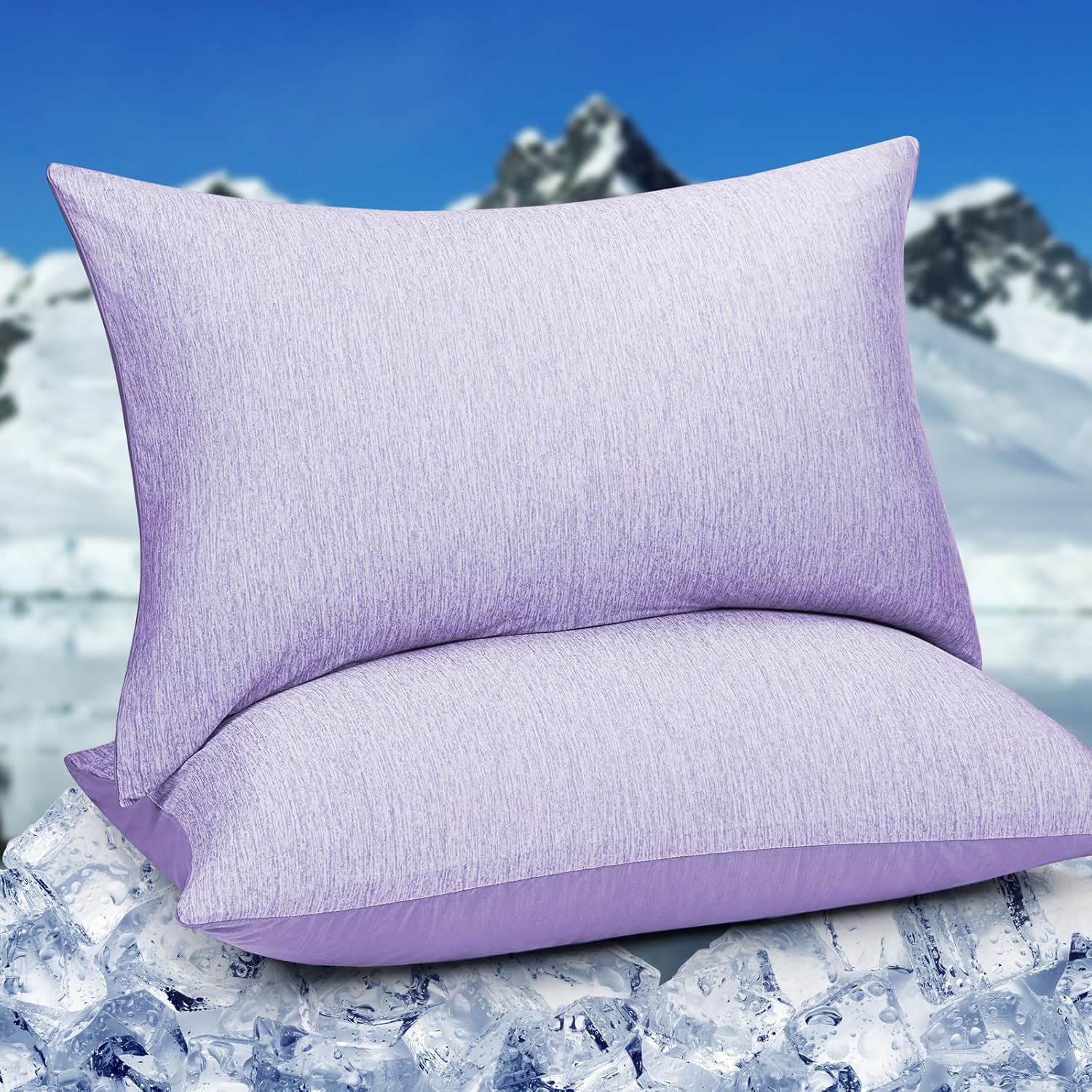Homfine Cooling Pillowcases King Size - Double Side Q-Max 0.439 Cooling Fiber for Pillow Protector, Breathable Cold Pillow Cover for Hot Sl…