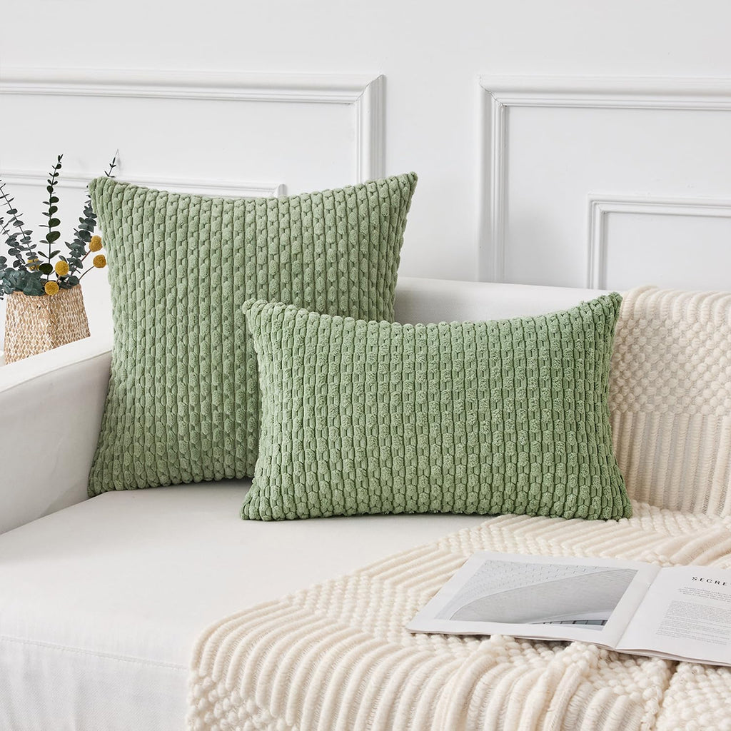 KevinTextile Kevin Textile Spring 14x20 Inch Pillow Cover 1 Pack Boho Decorative Soft Striped Corduroy Lumbar Farmhouse Solid Color Accent…