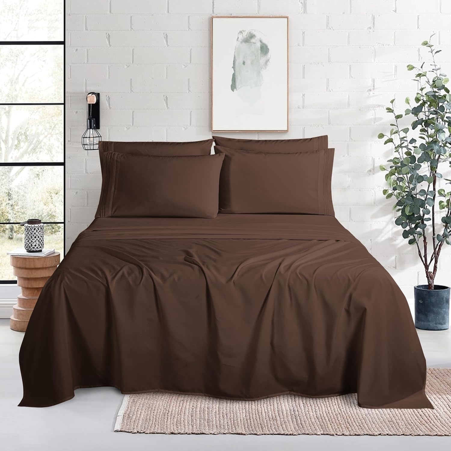 MocassiLuxuryBedding Mocassi Luxury 6-Piece Sheet Set, Ultra Soft 1800 Hotel Quality Microfiber Sheet Set, Fits Mattresses Up to 18 to 24 I…