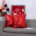 Eternal Beauty Set of 2 Sequin Decorative Pillow Cases Red Pillow Covers for Couch Sofa Throw Pillows 18 X 18 Inches