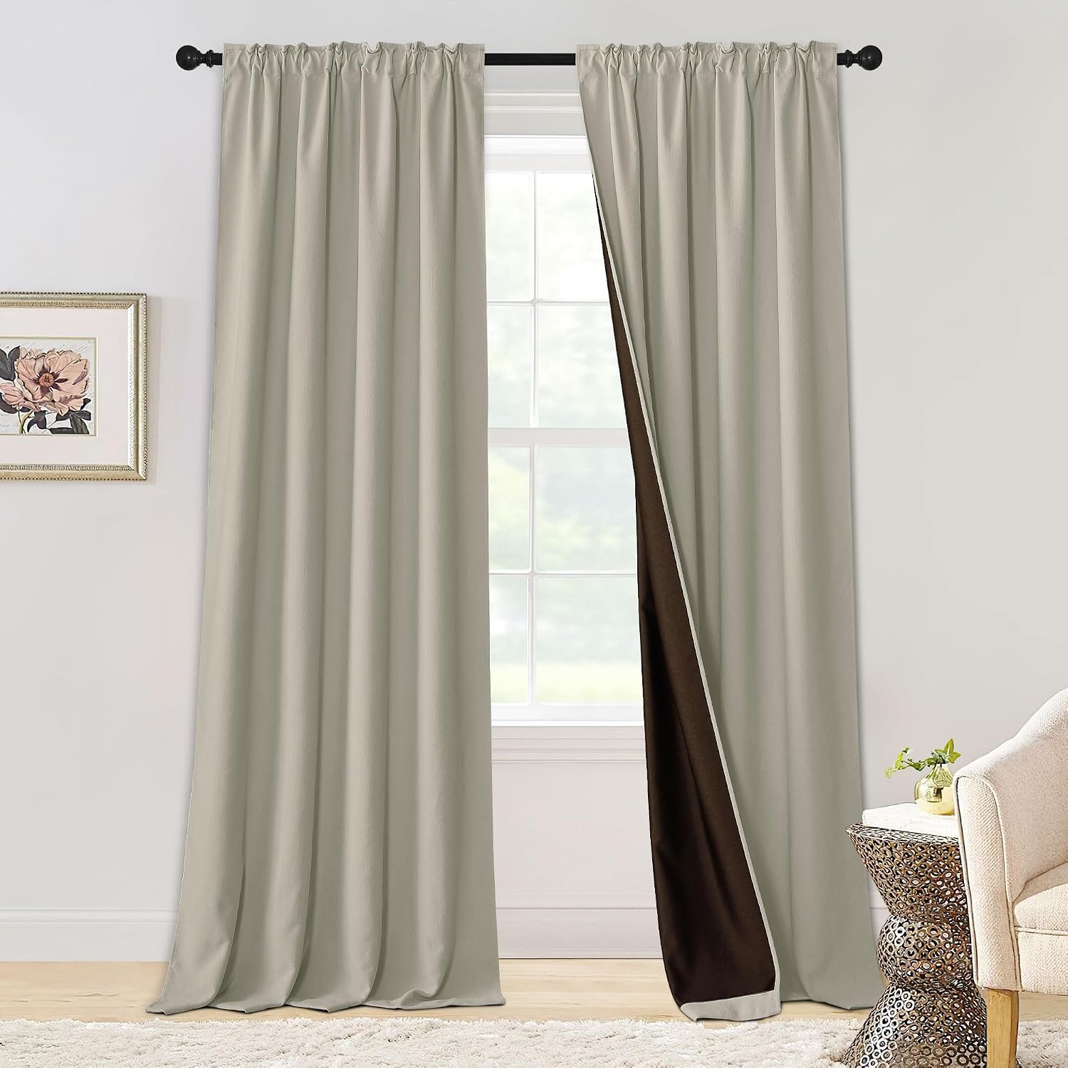 Nicetown Chenille Velvet Curtains 96 inches Length 2 Panels - Luxury Room Darkening Curtains for Bedroom Living Room Thermal Insulated Rod…