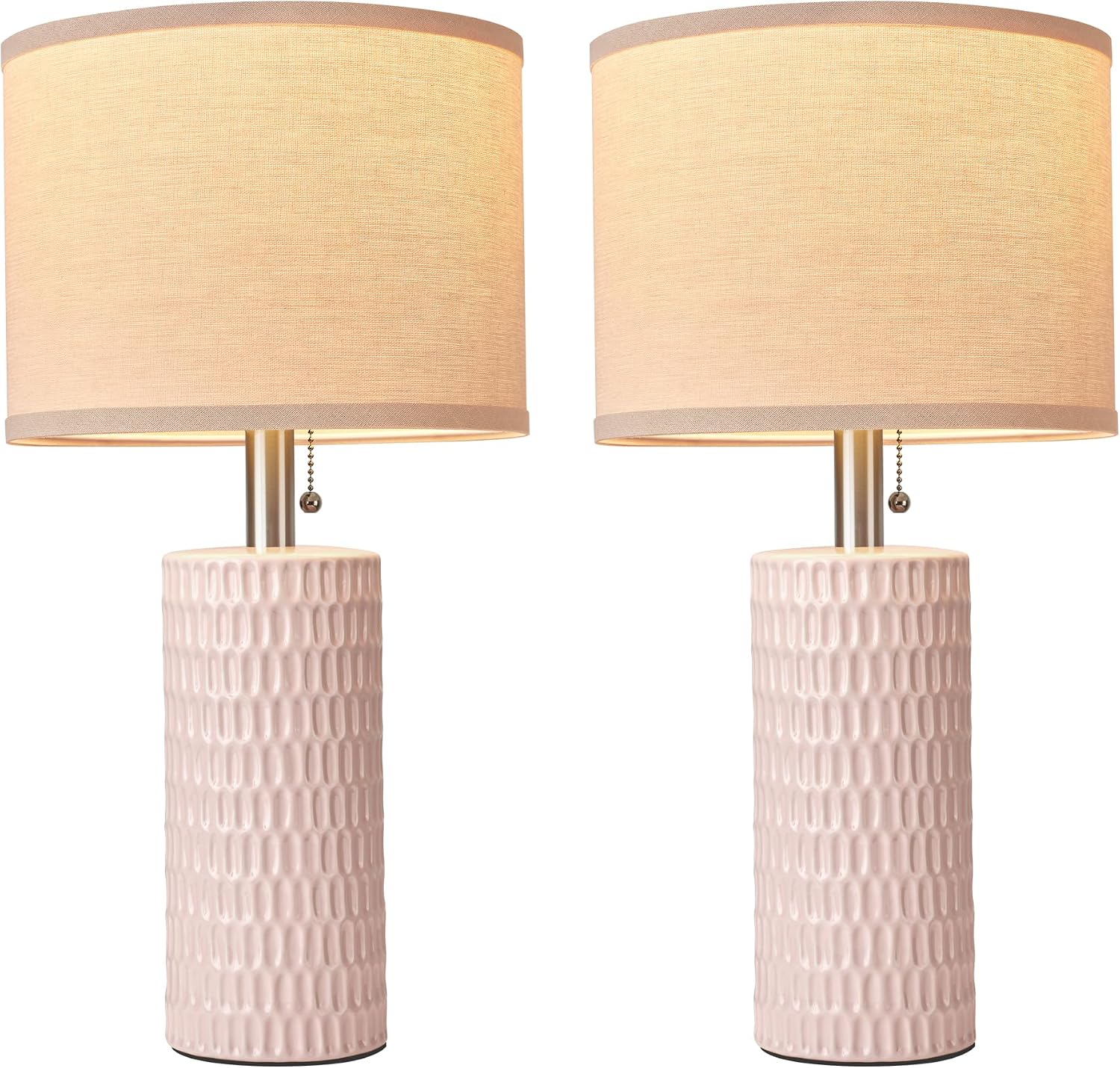 Reaketon 20.5" Modern Ceramic Table Lamps for Bedroom Set of 2, Bedside Lamps for Night Stands with Beige Lampshade, Farmhouse Table Lamp…