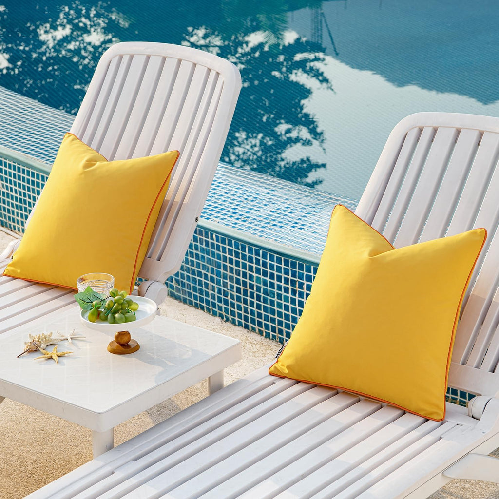 MIULEE Pack of 2 Outdoor Waterproof Throw Pillow Covers Decorative Outdoor Pillowcases Piping Edge Water Resistant Cushion Covers for…