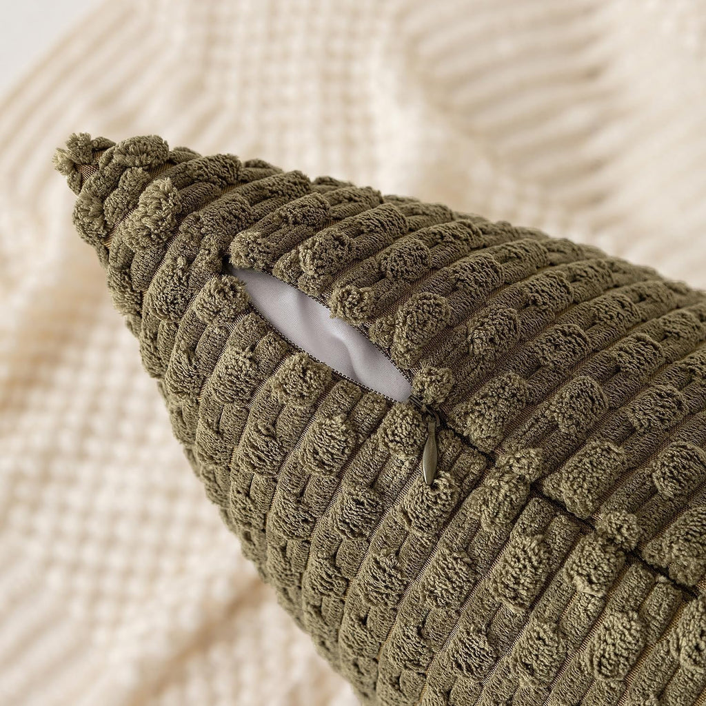 KevinTextile Kevin Textile 20x54 Inch Long Body Lumbar 1 Pack Boho Decorative Throw Pillow Cover Soft Striped Corduroy Rectangle Cushion Ca…
