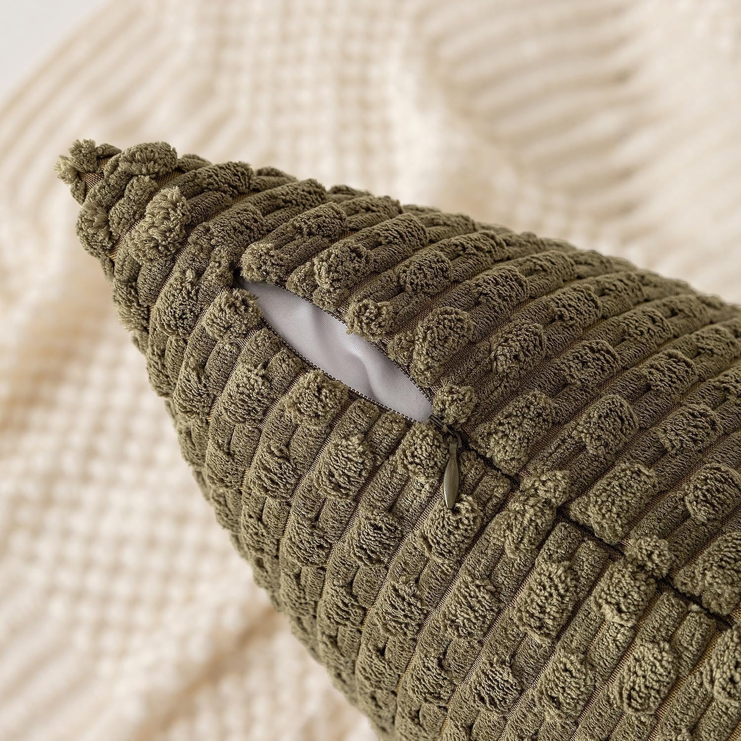 KevinTextile Kevin Textile 14x36 Inch Long Lumbar 1 Pack Boho Decorative Throw Pillow Cover Soft Striped Corduroy Rectangle Cushion Case Fa…