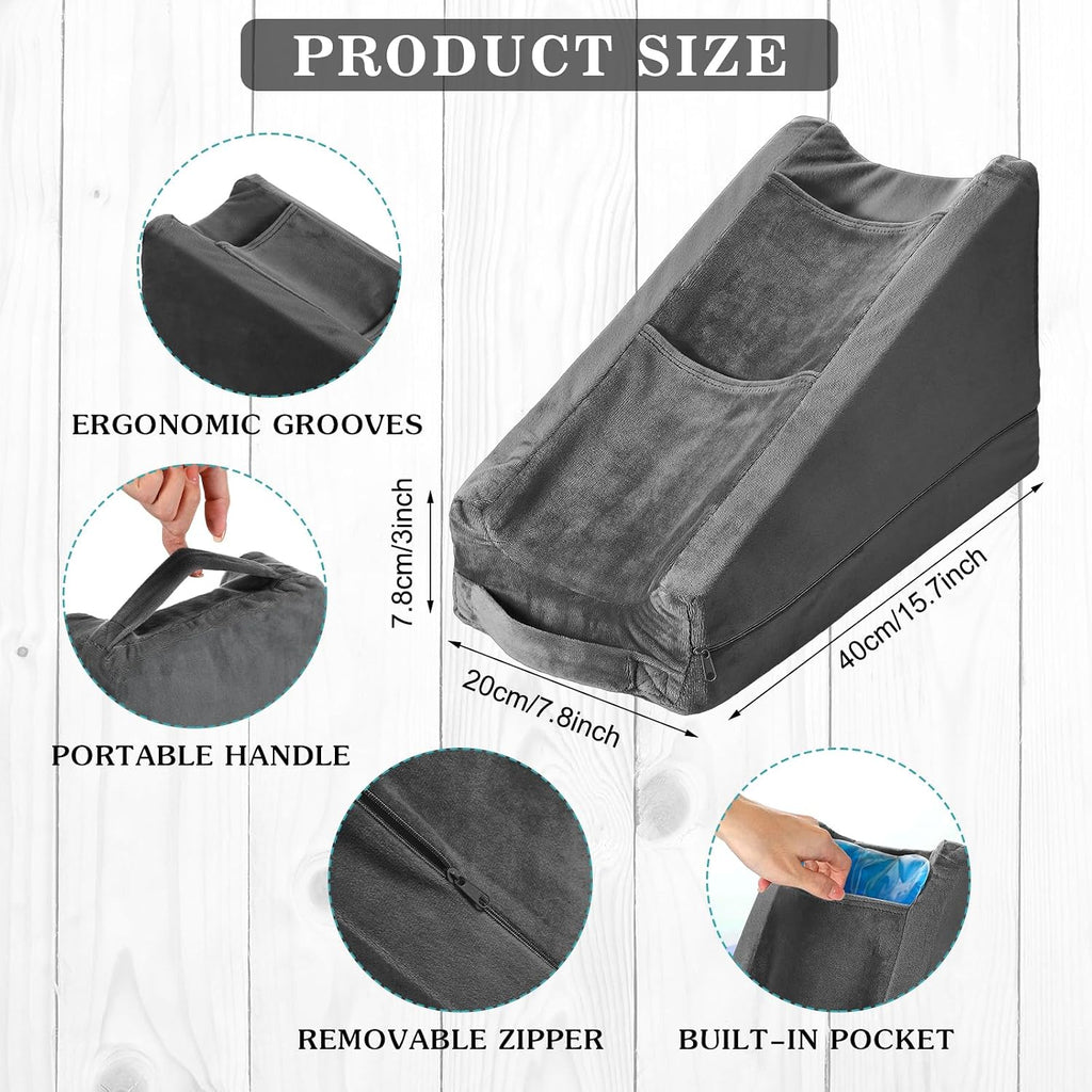 Buryeah Dark Gray Arm Elevation Pillow with 2 Pockets, Soft Ergonomic Support Pillow for Elbow Rest Wedge Broken Arm Elbow Gifts with High…