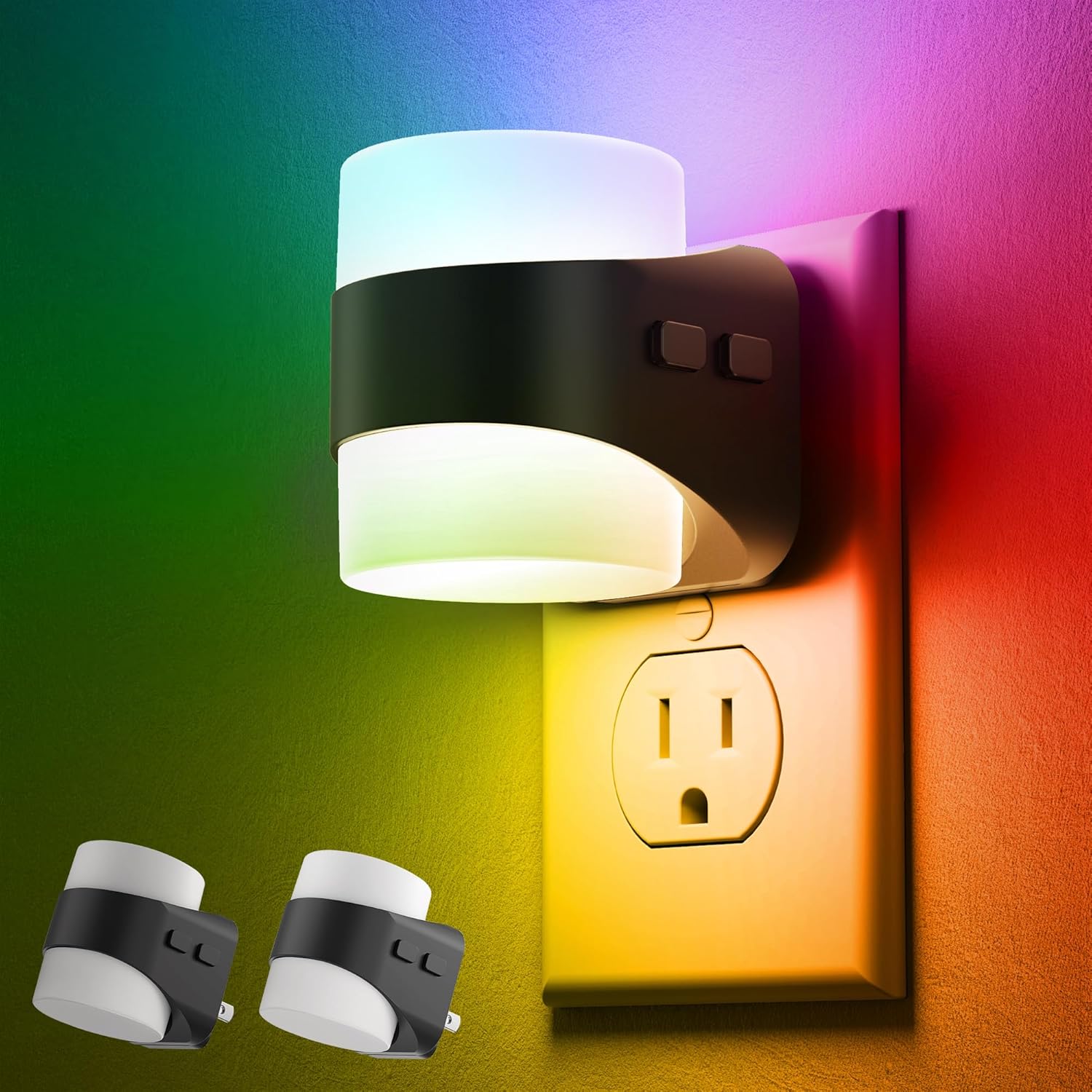 L LOHAS LED Colored Night Lights Plug into Wall, 3 Brightness Level, 1W Low Power Nightlight with Auto On/Off Sensor, Ideal for Living…