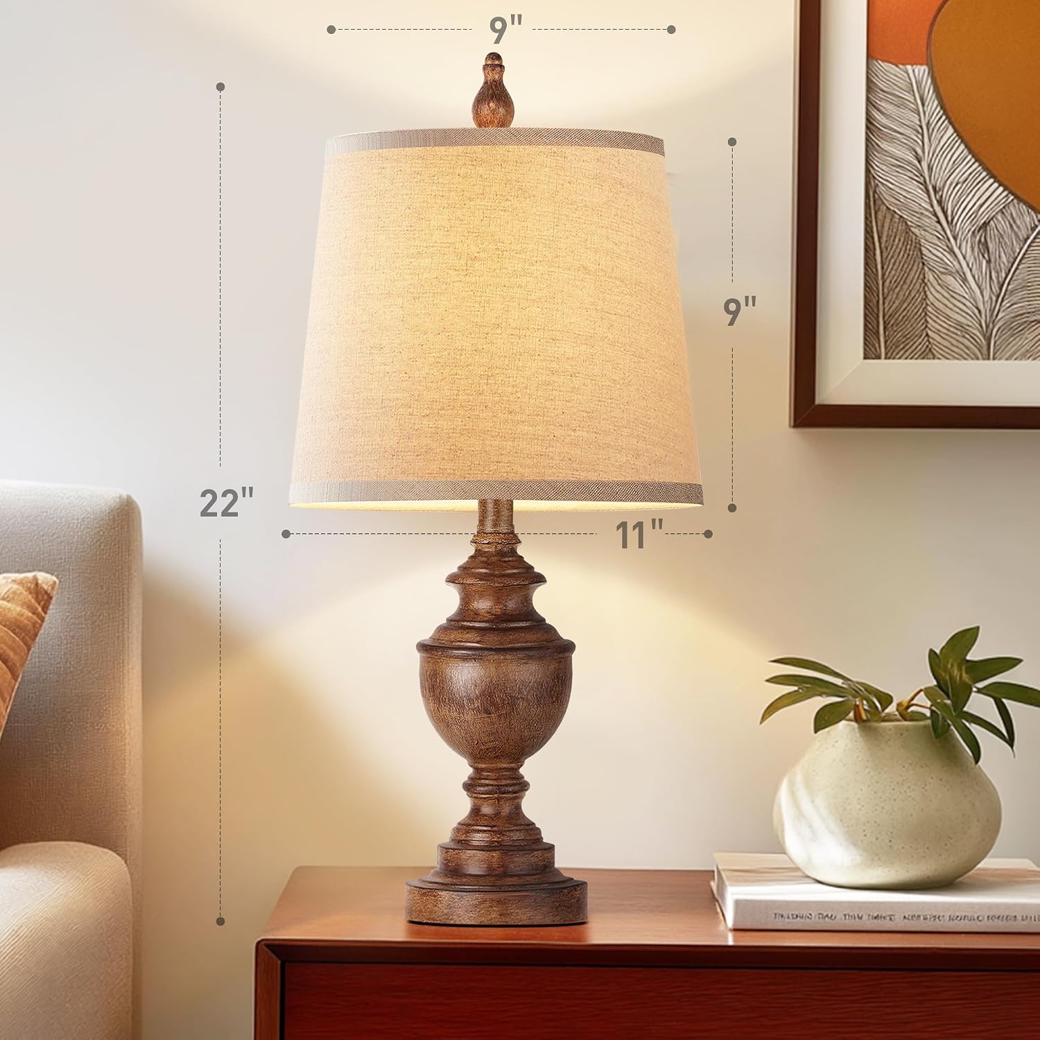 PARTPHONER Retro Table Lamps Set of 2, Bedside Lamp for Bedroom Rustic Farmhouse Table Lamps for Living Room, Vintage Nightstand Lamps…