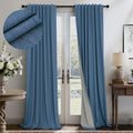 Pitalk Denim Blue Blackout Curtains & Drapes 84 Inch Length 2 Panels Set Faux Linen 100% Black Out Room Darkening Soundproof Country Blue C…