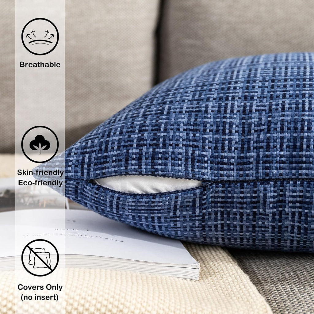 Kevin Textile Pack of 2 Decorative Outdoor Waterproof Throw Pillow Covers Stripe Square Pillowcases Modern Cushion Cases for Patio Couch…