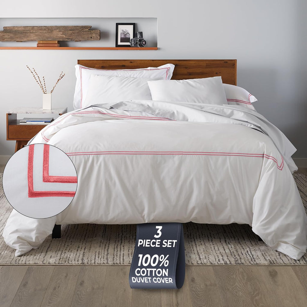 Ella Jayne Duvet Cover King (3 Pieces), 100% Cotton Percale, King/Cali King, Soft Breathable & Lightweight Including King Duvet Cover (1…