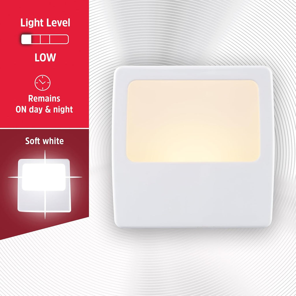 Energizer Always On LED Night Lights Plug into Wall Home Decor Apartment Essentials Ambient Lighting Nightlight White 81568 2 Pack 2 Pack W…