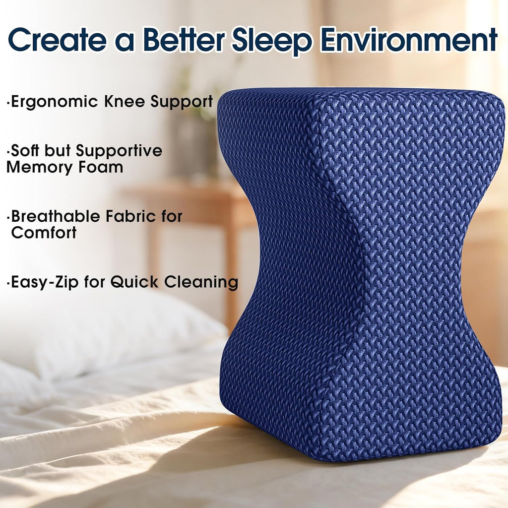 BlissTrends Memory Foam Knee Pillow, Knee Pillow for Side Sleepers, Leg Pillows for Sleeping Blood Circulation, Elevation Pillow for…