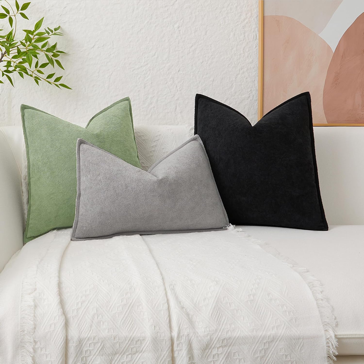 KevinTextile Kevin Textile Spring 14x24 Inch Lumbar Pillow Cover 1 Pack Soft Boucle Textured Decorative Waterproof Rectangle Cushion Elegan…