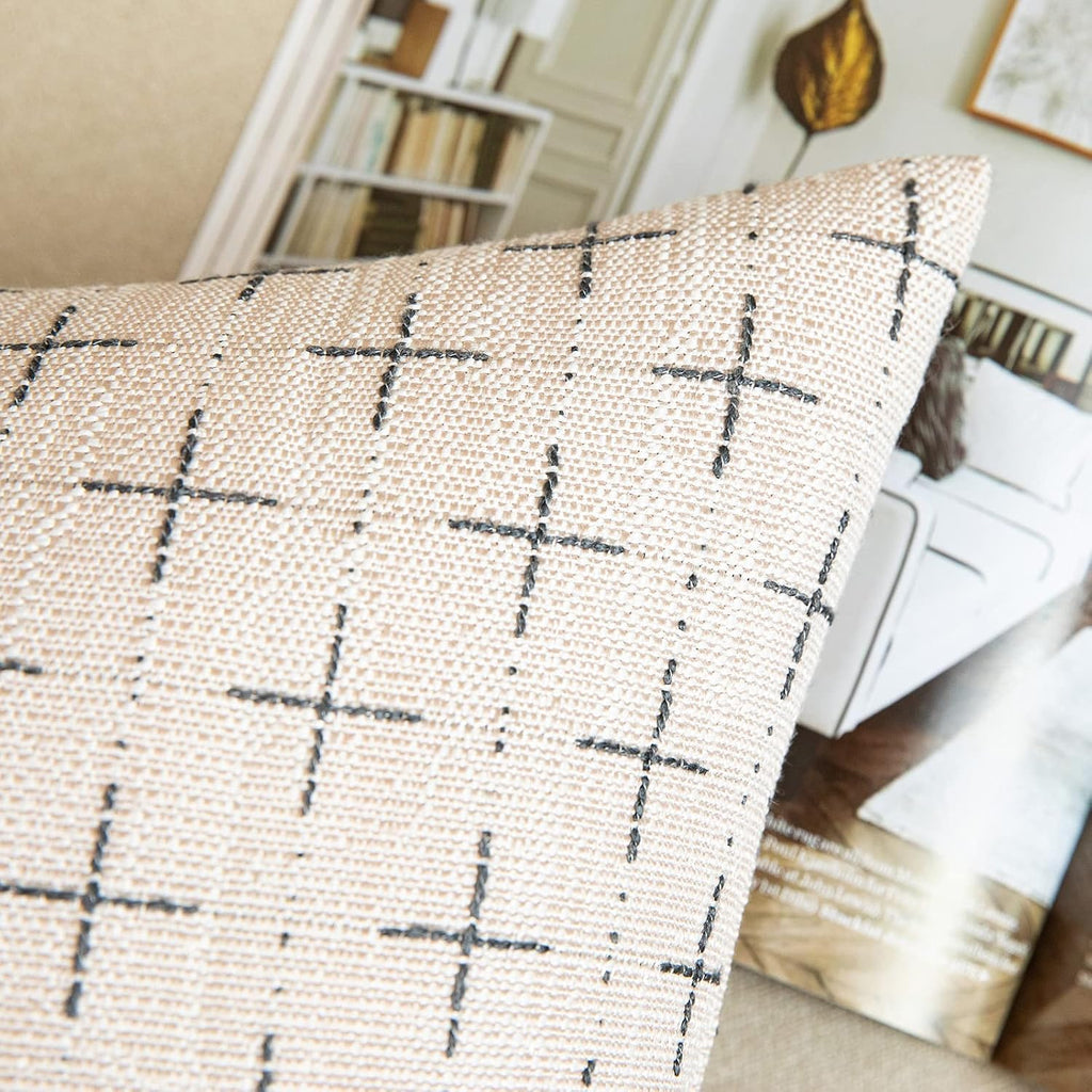 MIULEE Burlap Linen Decorative Christmas Throw Pillow Covers Pack of 2 Modern Farmhouse Pillowcases Rustic Woven Textured Cushion Cover…