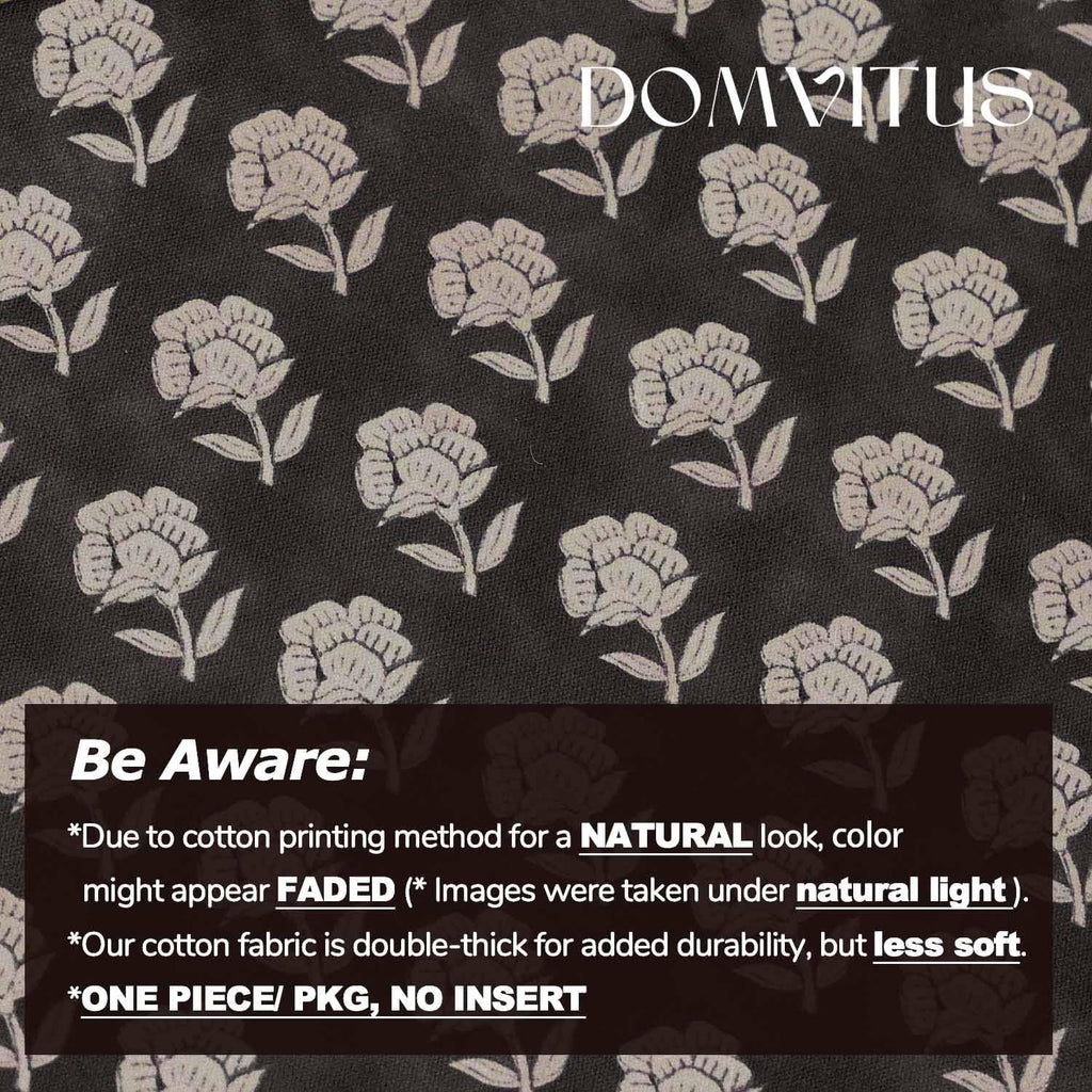 Domvitus Floral Pillow Covers 20x20 Throw Pillow Covers Decorative Block Floral Print Vintage Pillow Cover for Living Room Couch Bed, Black…