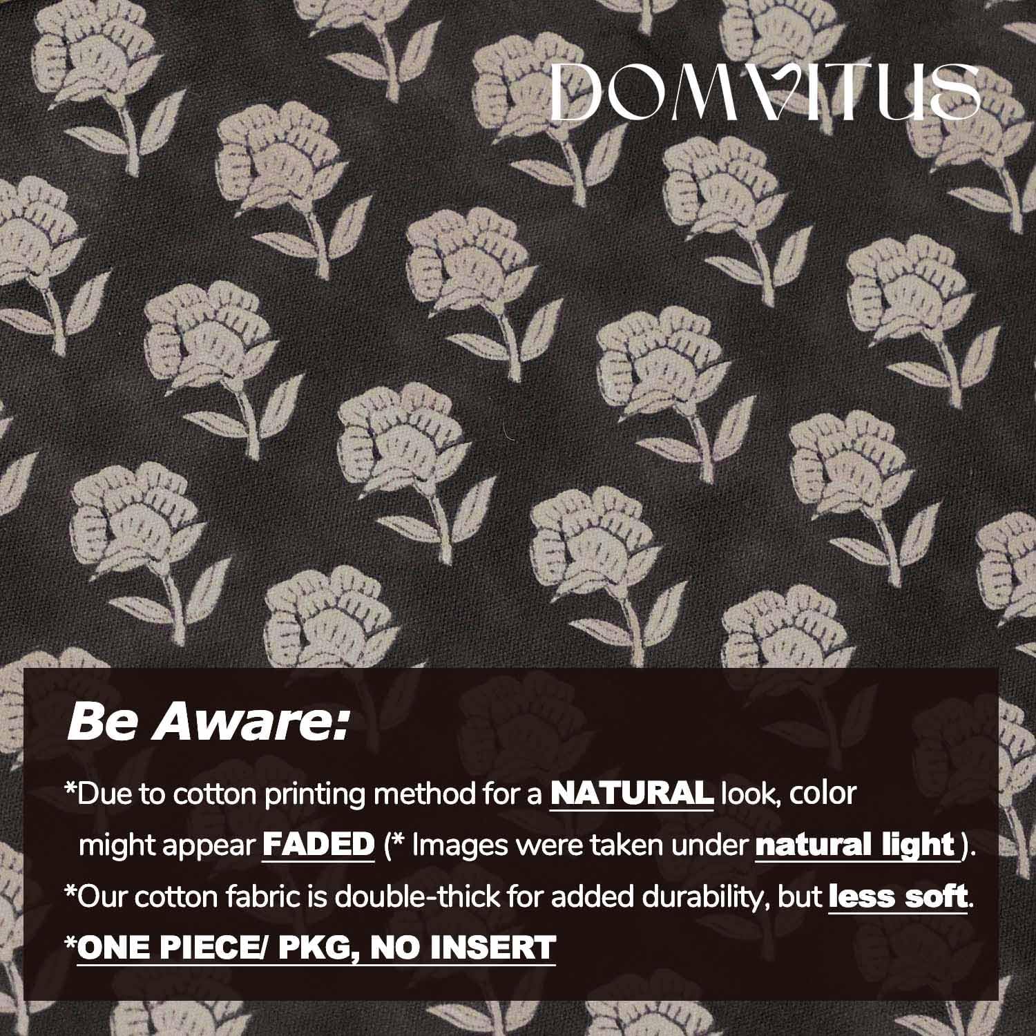 Domvitus Floral Pillow Covers 18x18 Throw Pillow Covers Decorative Block Floral Print Vintage Pillow Cover for Living Room Couch Bed, Black…