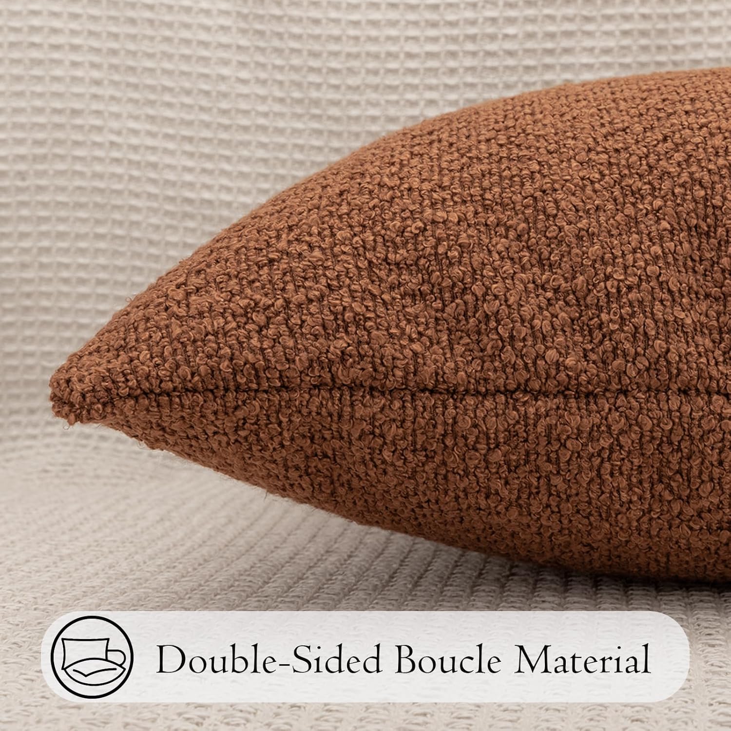 JoraLion 12x24 inch Boucle Lumbar Pillow Cover, Rust Woven Texture Neutral Long Pillow Cover Breathable Cushion Case for Couch Sofa Bed…
