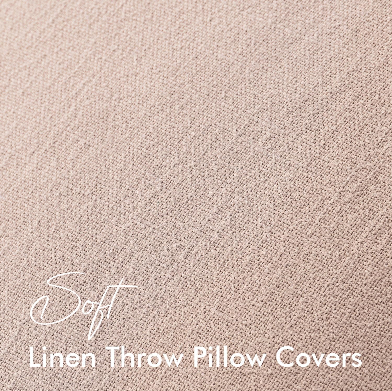 EMEMA Throw Pillow Covers Decorative Linen Pillow Covers 18x18 Inch Pink Boho Farmhouse Neutral Couch Throw Pillows for Bed Pack of 2…