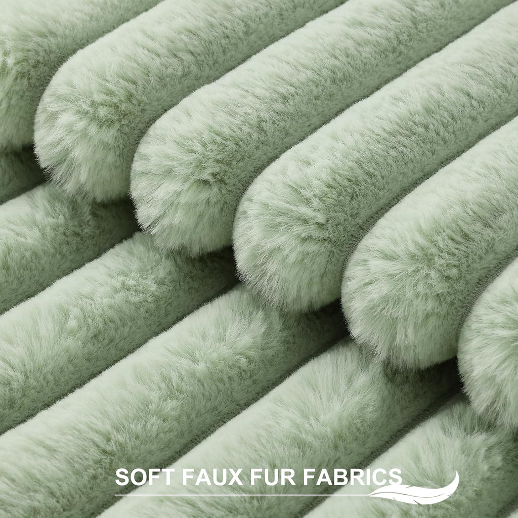 Pallene Faux Fur Plush Throw Pillow Covers 22x22 Set of 2, Luxury Soft Fluffy Striped Decorative Pillow Covers for Sofa, Couch, Living…