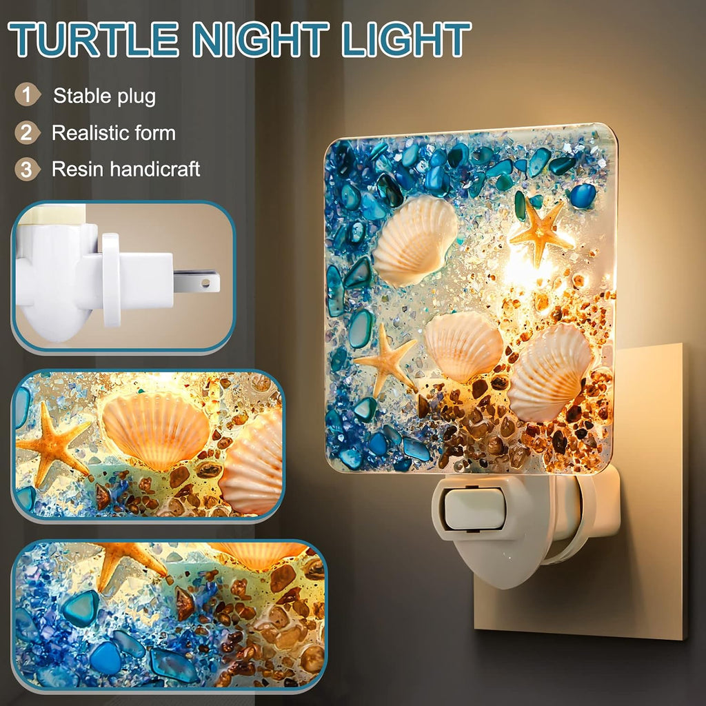 Hortsun Plug in Seashell Night Light Ocean Sea Animal Decorative Night Light Plug in Beach Lamps Vintage Ocean Lamps for Adult for Home…