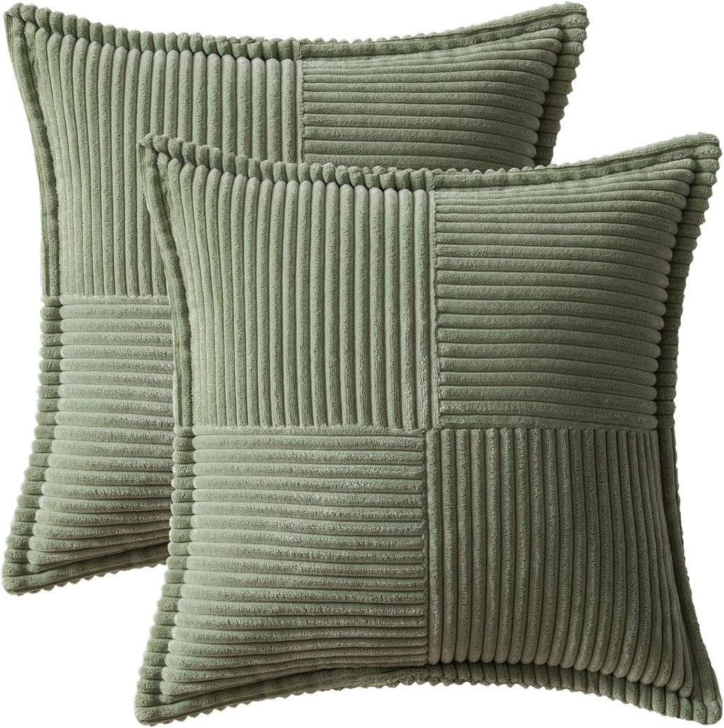 MIULEE Decorative Throw Pillow Covers for Couch Bed Livingroom 20x20 Inch Set of 2 Light Olive Green Boho Accent Throw Pllows Broadside…