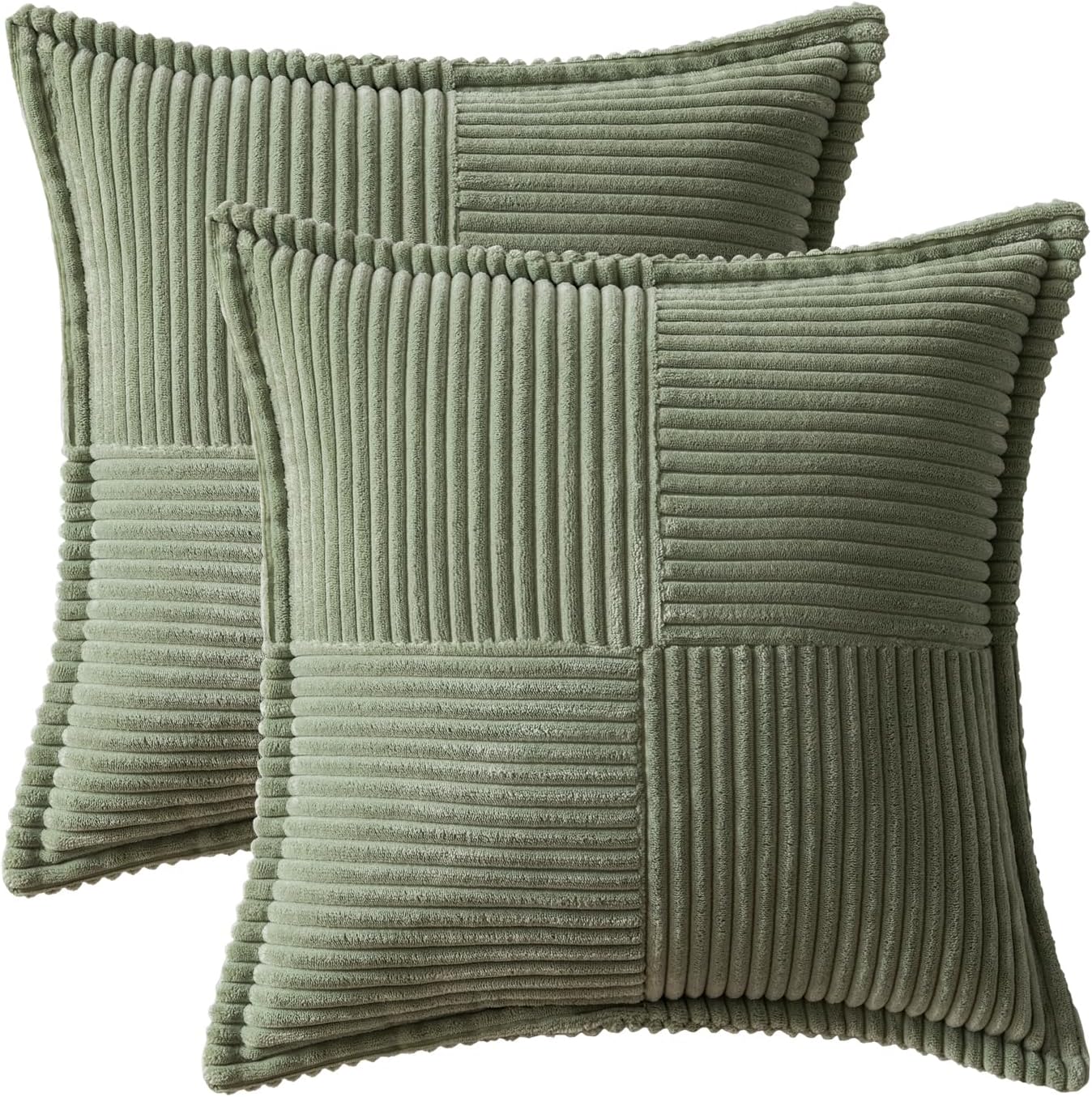 MIULEE Decorative Throw Pillow Covers for Couch Bed Livingroom 20x20 Inch Set of 2 Light Olive Green Boho Accent Throw Pllows Broadside…