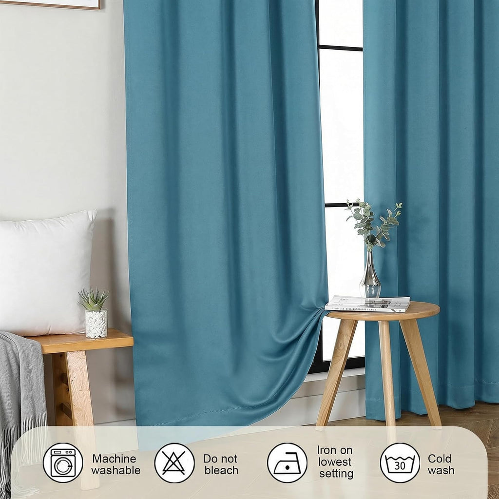 Gwine Turquoise Blackout Curtains for Bedroom 54 Inches Long - Thermal Insulated Noise Reducing Window Curtain Panels, Solid Room…